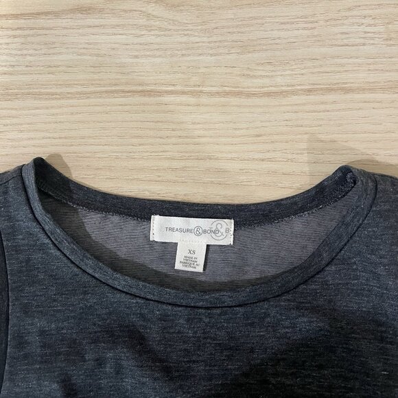 Treasure & Bond Sheath Mini Dress Size XS Gray Heathered Ruched Sleeveless Knit - Picture 7 of 9